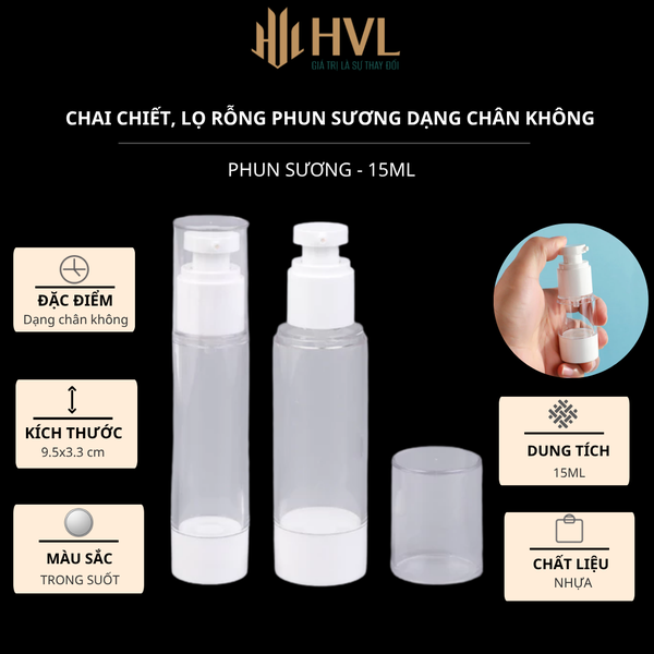 Chai chiết, lọ rỗng phun sương dạng chân không