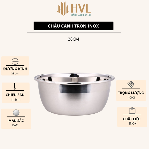 Chậu cạnh tròn bằng thép không gỉ