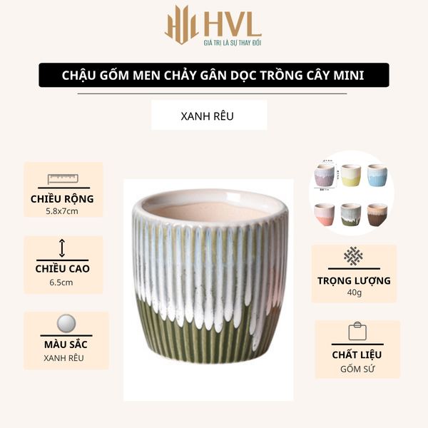 Chậu Sứ Mini Chảy Gân Trồng Sen Đá Decor Super Farmer