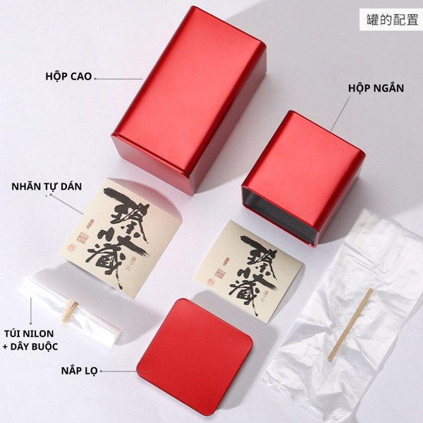 Hộp Đựng Trà Vuông Ánh Nhũ Cao Cấp HVL - Hũ Thiếc Sang Trọng 2026