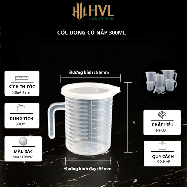 Cốc Đong, Ca Đong Định Lượng Pha Chế Bằng Nhựa Trong Suốt Vạch Chia - HVL TEA