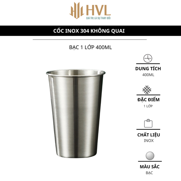 Cốc inox 304 không quai