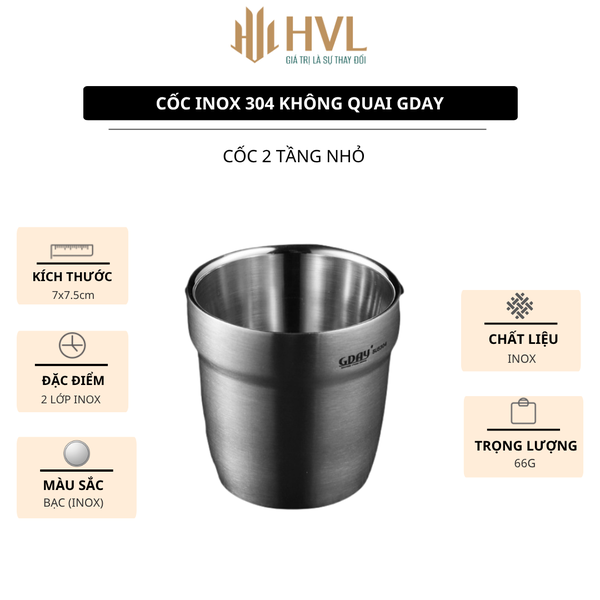 Cốc inox 304 không quai GDAY