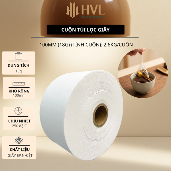 Cuộn túi lọc trà bằng giấy, màng lọc giấy dùng cho đóng túi lọc thảo dược, cà phê - HVL