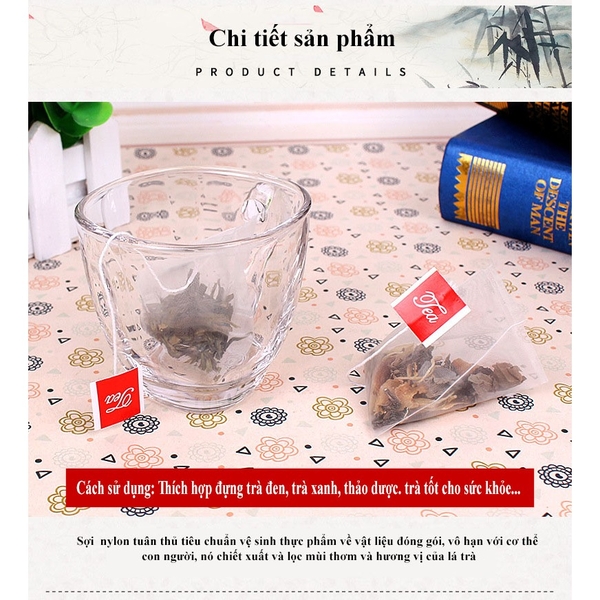Cuộn túi lọc trà, màng lọc nylon túi trà hình tam giác, 6000 túi/cuộn - HVL