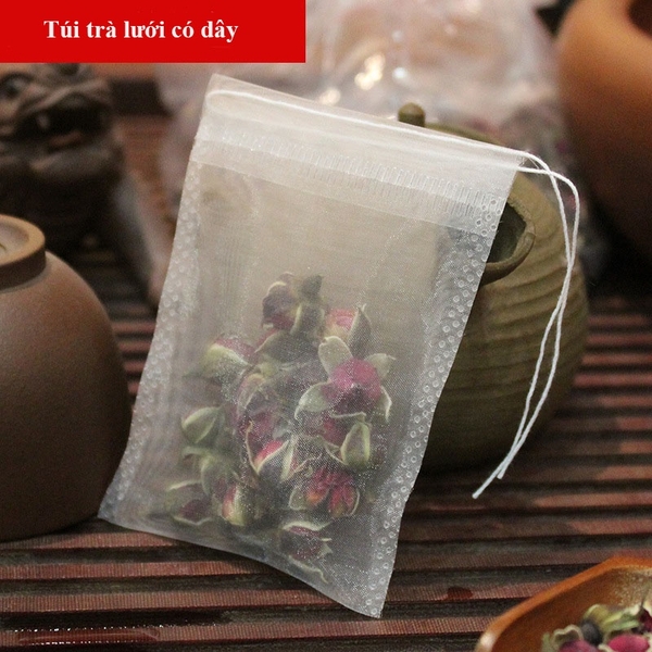 Combo 50 Túi Lọc Trà, Thảo Dược Có Dây Rút Chất Liệu Lưới An Toàn Nhiệt Độ Cao - HVL