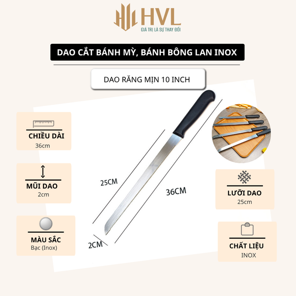 Dao cắt bánh mỳ, bánh bông lan thép không gỉ