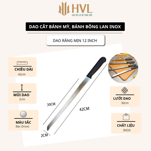 Dao cắt bánh mỳ, bánh bông lan thép không gỉ