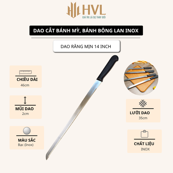 Dao cắt bánh mỳ, bánh bông lan thép không gỉ