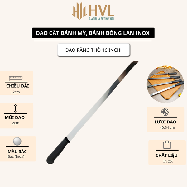 Dao cắt bánh mỳ, bánh bông lan thép không gỉ