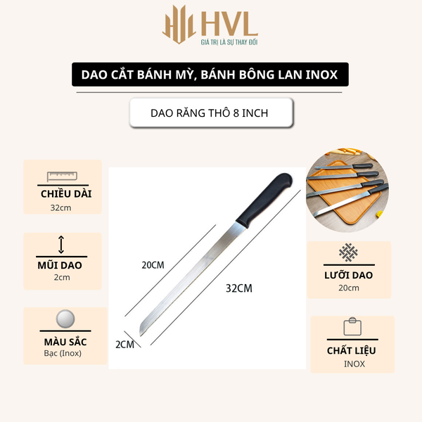 Dao cắt bánh mỳ, bánh bông lan thép không gỉ