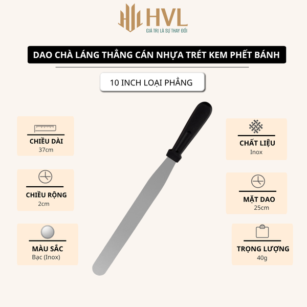 Dao chà láng thẳng cán nhựa trét kem phết bánh