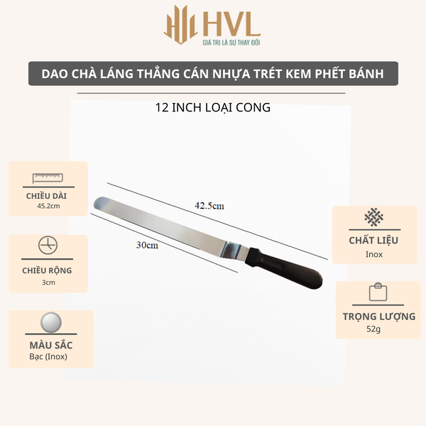 Dao chà láng thẳng cán nhựa trét kem phết bánh