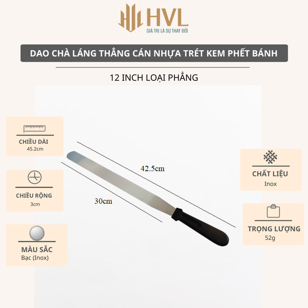 Dao chà láng thẳng cán nhựa trét kem phết bánh