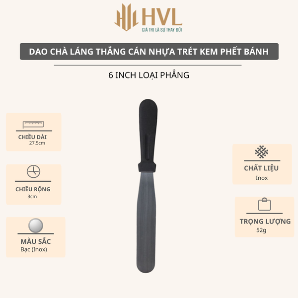 Dao chà láng thẳng cán nhựa trét kem phết bánh
