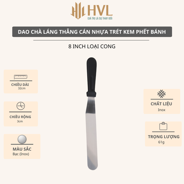 Dao chà láng thẳng cán nhựa trét kem phết bánh