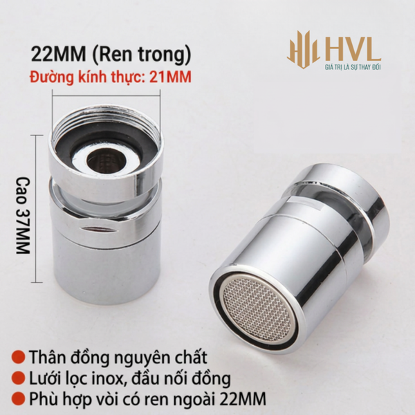 Đầu vòi nước inox xoay 360 độ
