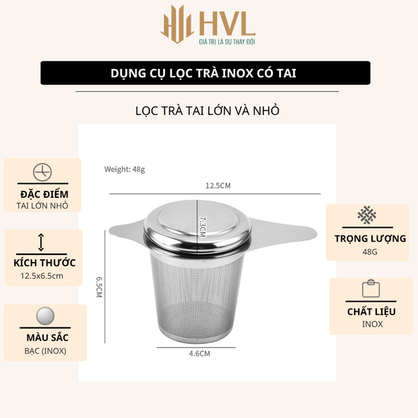 Dụng cụ lọc trà inox có tai cao cấp - HVL