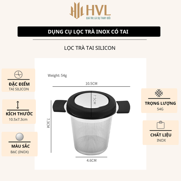 Dụng cụ lọc trà inox có tai cao cấp - HVL