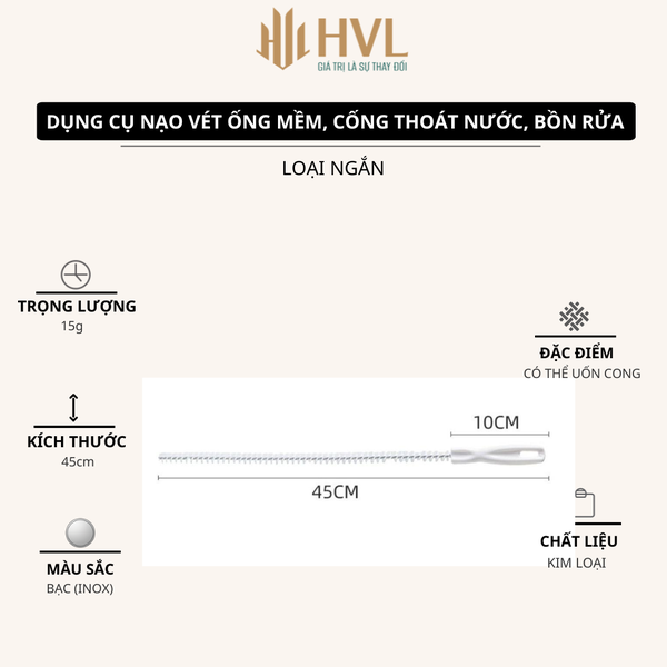 Dụng cụ nạo vét ống mềm, cống thoát nước, chổi vệ sinh bồn rửa