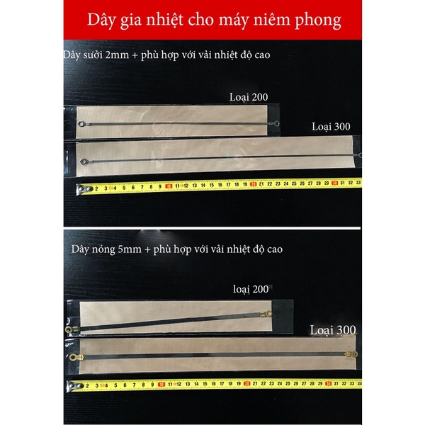 Dây nhiệt máy hàn miệng túi, dán miệng túi dập tay SY 200, SY 300 - HVL TEA