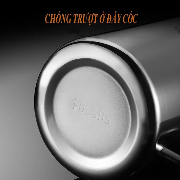 Cốc inox cách nhiệt, có quai, có nắp, cứng bền, cách nhiệt, ca inox 304 cao cấp - HVL TEA