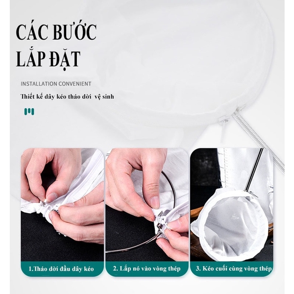 Vợt lọc trà vải, quai inox, nhiều kích thước, vợt lọc màu cà phê, HVL TEA