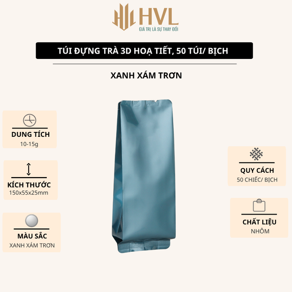Túi Đựng Trà 3D Nhôm Trơn & Nhám 15x5.5x2.5cm – 50 Túi/Bịch