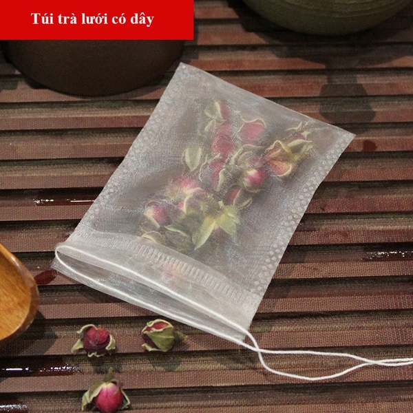 Combo 50 Túi Lọc Trà, Thảo Dược Có Dây Rút Chất Liệu Lưới An Toàn Nhiệt Độ Cao - HVL