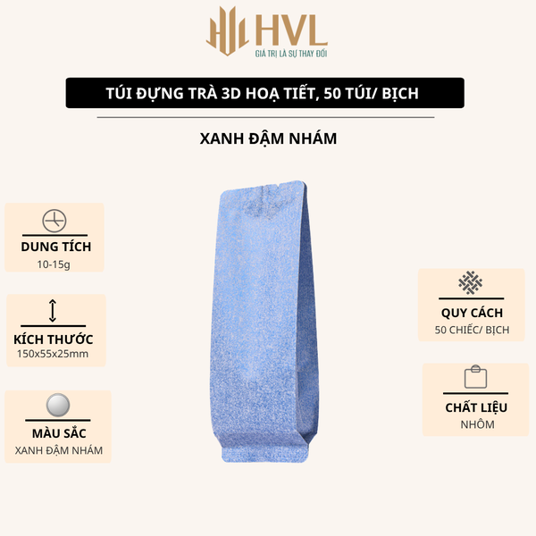 Túi Đựng Trà 3D Nhôm Trơn & Nhám 15x5.5x2.5cm – 50 Túi/Bịch