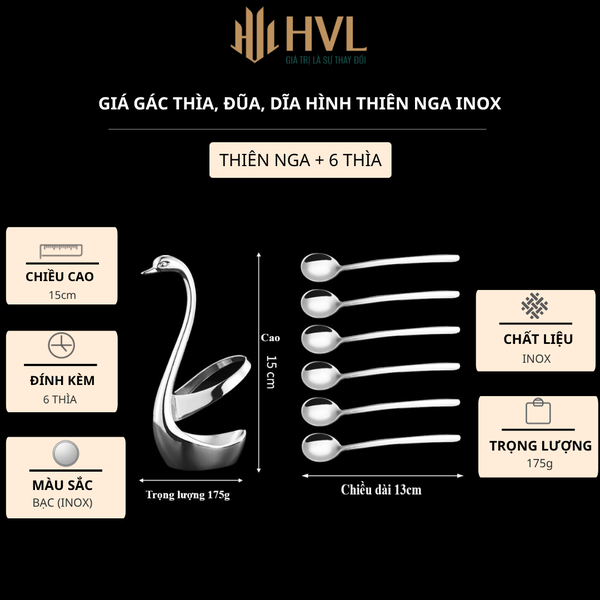 Giá gác thìa, đũa, dĩa hình thiên nga inox