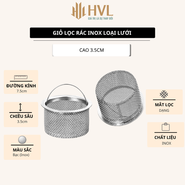 Giỏ lọc rác inox có tai xách