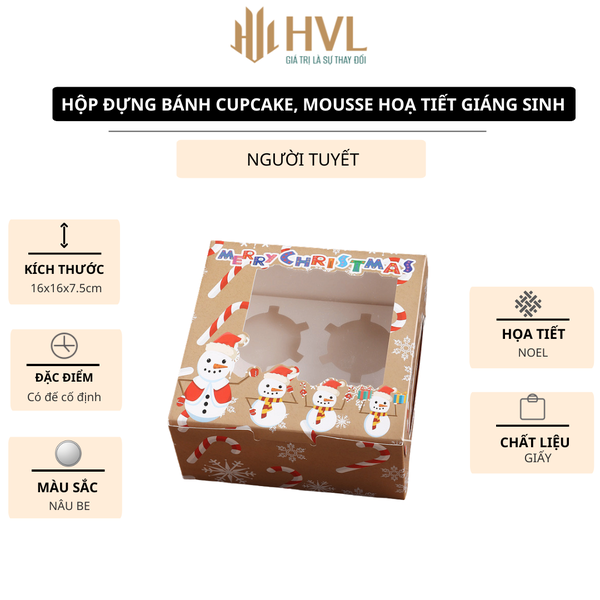 Hộp đựng bánh cupcake, mousse hoạ tiết Giáng Sinh