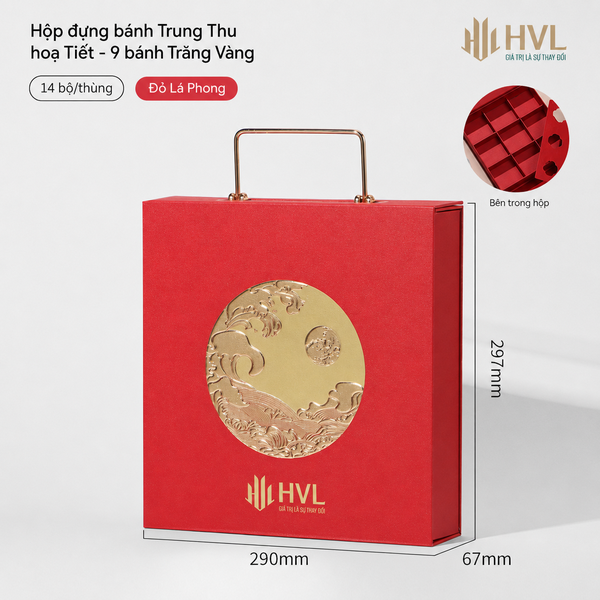 Hộp 2 bánh Trung Thu hoạ tiết - Tứ Đại Hoa Xanh Lá