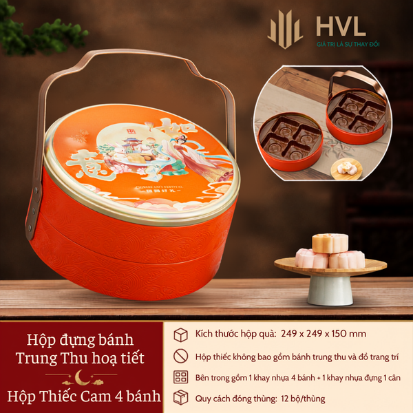 Hộp 2 bánh Trung Thu hoạ tiết - Tứ Đại Hoa Xanh Lá