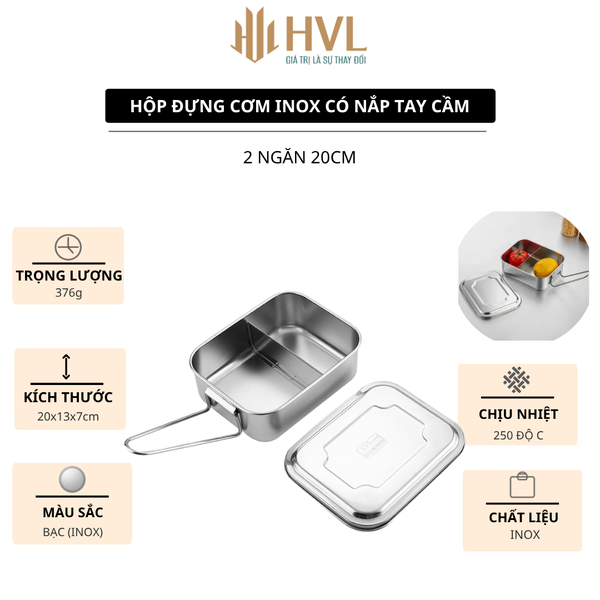 Hộp đựng cơm inox có nắp tay cầm