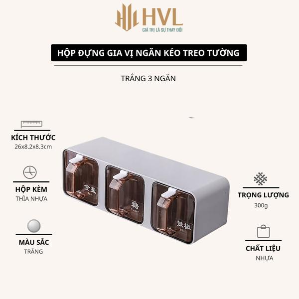 Hộp đựng gia vị ngăn kéo treo tường