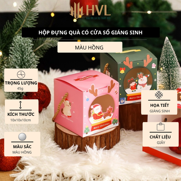 Hộp đựng quà có cửa sổ Giáng Sinh