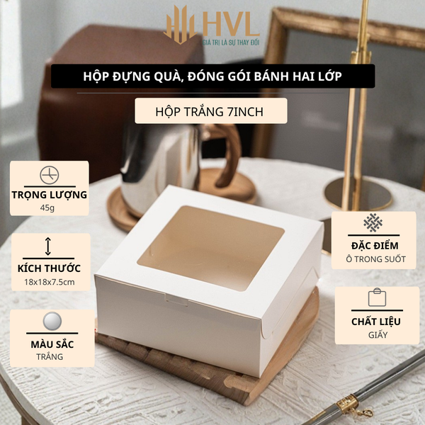 Hộp giấy trắng, đóng gói bánh hai lớp