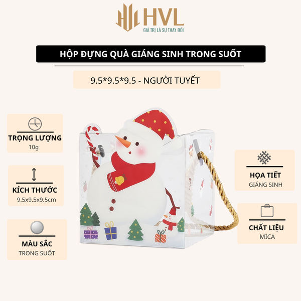Hộp đựng quà Giáng Sinh trong suốt 9.5x9.5x9.5