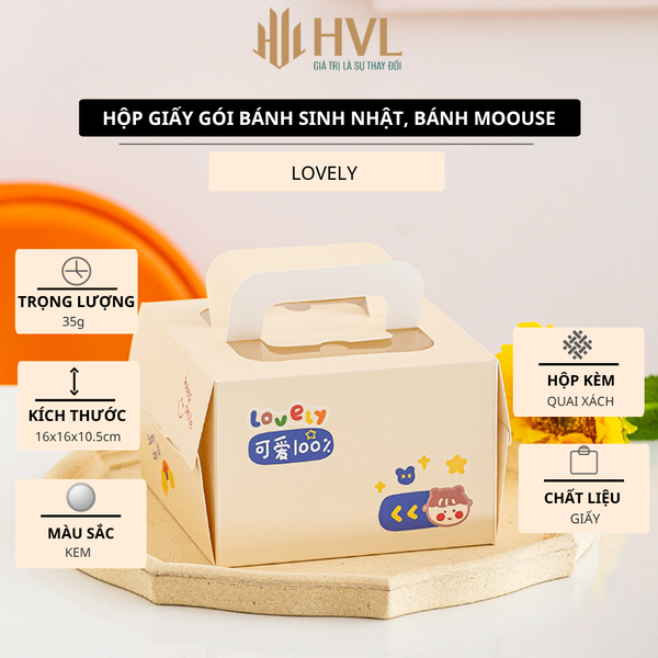 Hộp giấy gói bánh sinh nhật, bánh moouse hoạ tiết
