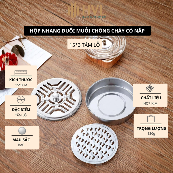 Hộp nhang đuổi muỗi chống cháy có nắp