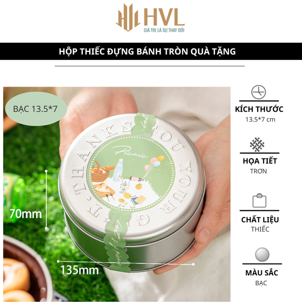 Hộp thiếc đựng bánh tròn quà tặng