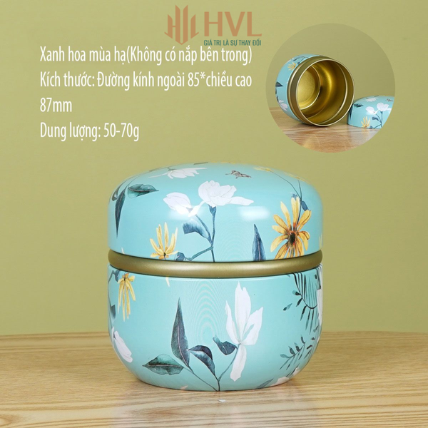 Hộp thiếc đựng trà, quà bánh kẹo, hình cầu, phong cách nhật bản họa tiết đa sắc - HVL TEA