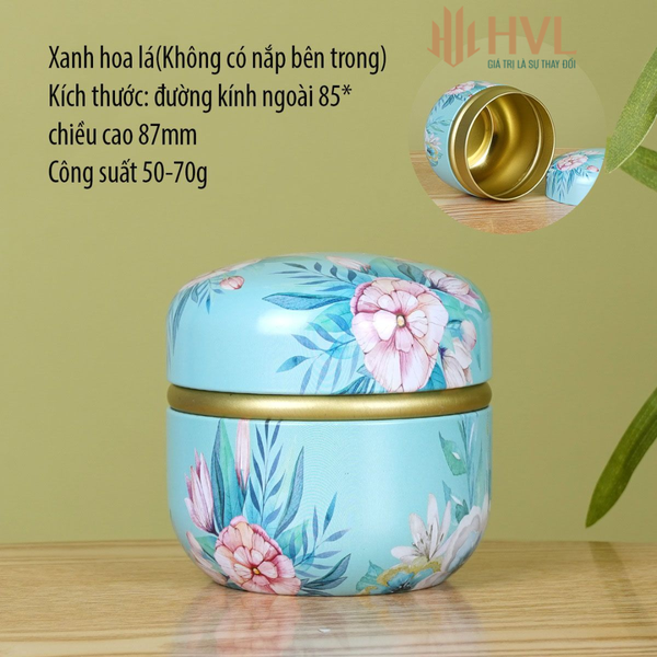 Hộp thiếc đựng trà, quà bánh kẹo, hình cầu, phong cách nhật bản họa tiết đa sắc - HVL TEA
