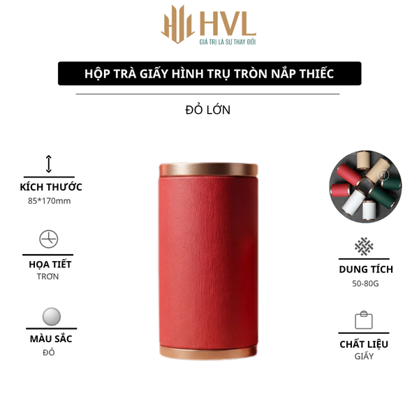 Hộp Trà Giấy Trụ Tròn Nắp Thiếc HT68 HVL- Thiết Kế Eco Cao Cấp