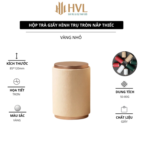 Hộp Trà Giấy Trụ Tròn Nắp Thiếc HT68 HVL- Thiết Kế Eco Cao Cấp