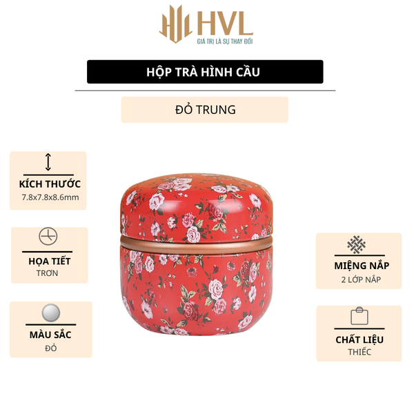 Hộp thiếc đựng trà, quà bánh kẹo, hình cầu, phong cách nhật bản họa tiết đa sắc - HVL TEA