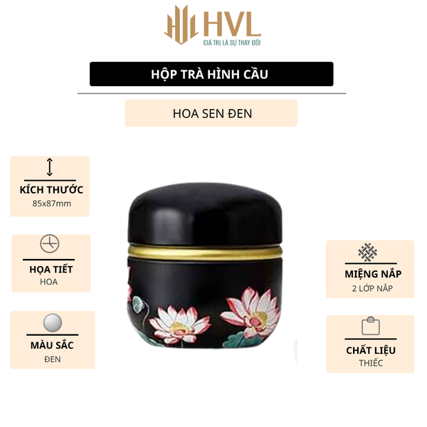 Hộp thiếc đựng trà, quà bánh kẹo, hình cầu, phong cách nhật bản họa tiết đa sắc - HVL TEA