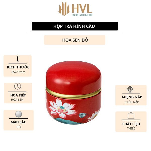 Hộp thiếc đựng trà, quà bánh kẹo, hình cầu, phong cách nhật bản họa tiết đa sắc - HVL TEA